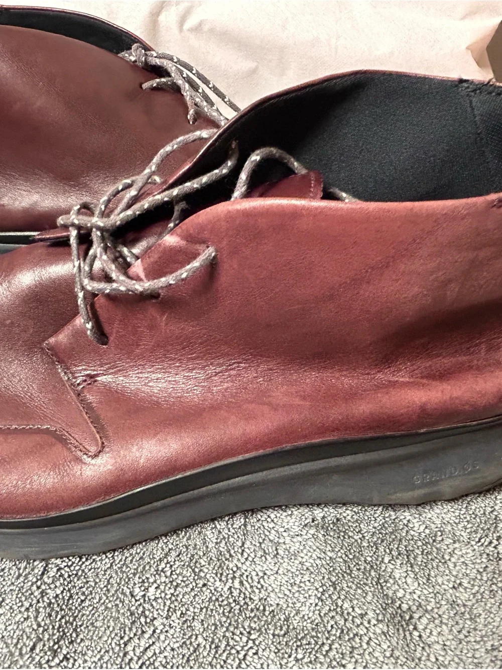 Cole Haan Men's Burgundy Leather Lace-Up Boots